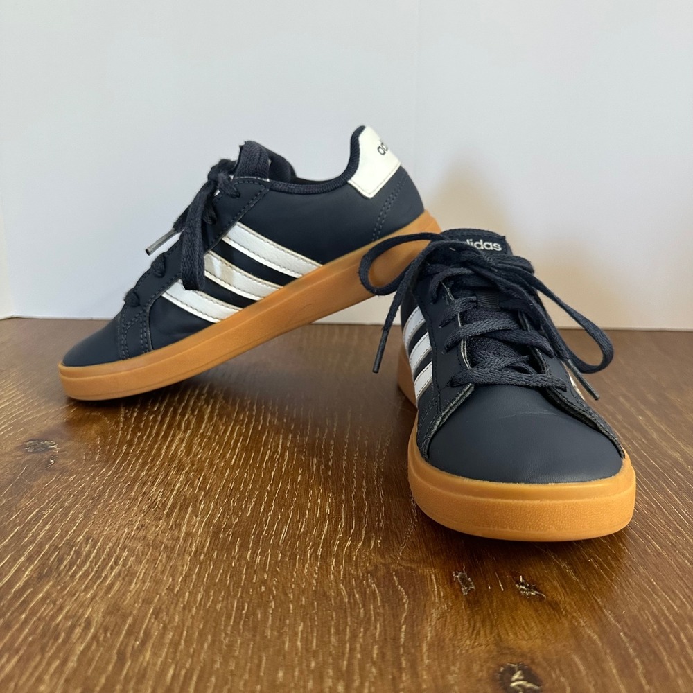 Adidas Grand Court Kids Navy Blue White‎ Gum Sole Sneakers GW6514 13.5K